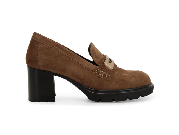 Melluso Mocassino Casual Marrone in Camoscio con Tacco Alto L5264-252170